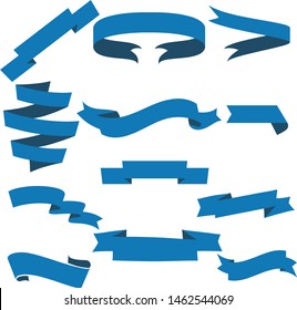 Blue Ribbon Set InIsolated White Background, Vector Illustration