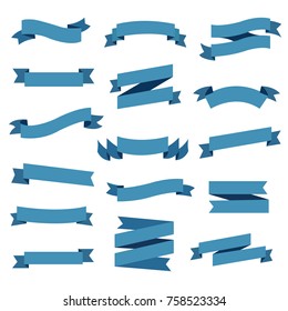Blue Ribbon Set, Vector Illustration