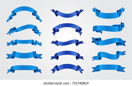 Blue Ribbon Set.Vector Ribbon Banners.