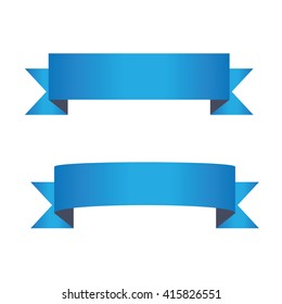 Blue ribbon with shadow-vector