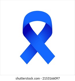 Blue Ribbon Sign Realistic Vector Illustration Isolated on White