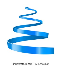 Blue ribbon streamer. Vector 3d illustration isolated on white background