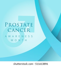 Blue ribbon symbol for prostate cancer awareness month. Vector background design for men social and health care campaign.