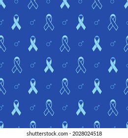 Blue Ribbon Symbol Social Issue Vector Graphic Seamless Pattern can be use for background and apparel design
