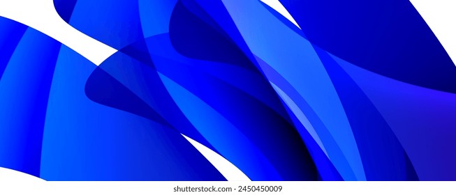 A blue ribbon, symbolizing water or the sky, flutters in the wind against a pure white background. The shade of blue can vary from violet to magenta, creating a mesmerizing effect