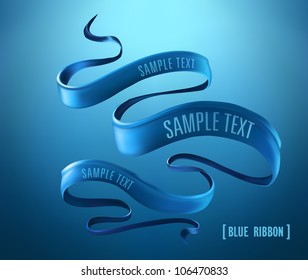 Blue ribbon. Vector