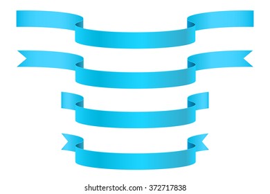 Blue ribbon. Vector illustration isolated on white background