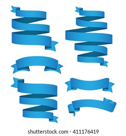 Blue Ribbon vector set for design, banner promotional item