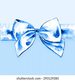blue ribbon, vector watercolor