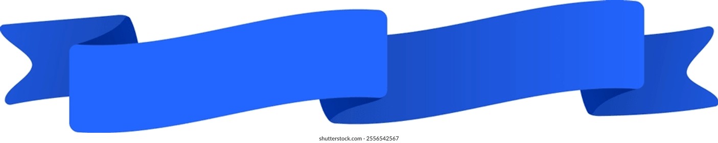 Blue ribbon waving and flowing elegantly in the wind, creating a sense of celebration, achievement, or decoration, perfect for adding a touch of elegance and sophistication to designs