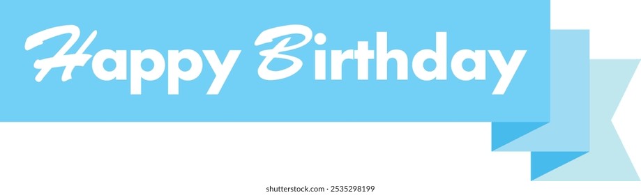 blue ribbon with words happy birthday white color, happy birthday words vector illustration, isolated on white background.