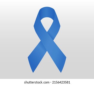 Blue Ribbon. World cancer awareness. Vector illustration. Cancer awareness symbol.