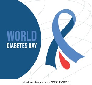 Blue ribbon for world diabetes day poster