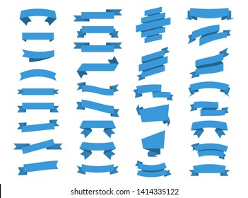 Blue Ribbons Banners. Ribbon and Banners. Set of Vector banner Ribbons. Illustration set of blue tape. Vector Collection isolated Ribbons Banners