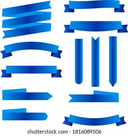 Banderas de cintas azules. Conjunto de cintas. Ilustración vectorial.