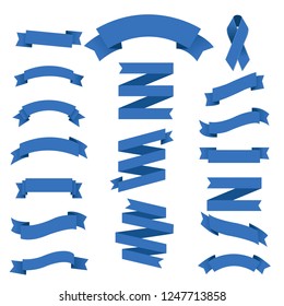 Blue Ribbons Collection With Gradient Mesh, Vector Illustration