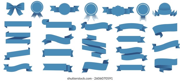 Blue Ribbons Collection With Isolated White Background 
With Gradient Mesh, Vector Illustration