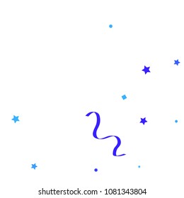 Blue ribbons confetti background. Fallen vector background. Blue geometric stars and ribbons explosion for invitation card. New year, christmas and birthday celebration template. Abstract background.
