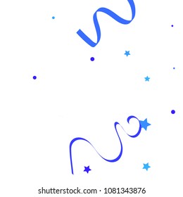 Blue ribbons confetti background. Fallen vector background. Blue geometric stars and ribbons explosion for invitation card. New year, christmas and birthday celebration template. Abstract background.