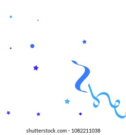 Blue ribbons confetti background. Fallen vector background. Blue geometric stars and ribbons explosion for invitation card. New year, christmas and birthday celebration template. Abstract background.