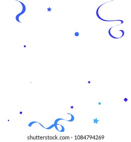 Blue ribbons confetti background. Fallen vector background. Blue geometric stars and ribbons explosion for invitation card. New year, christmas and birthday celebration template. Abstract background.