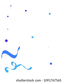 Blue ribbons confetti background. Fallen vector background. Blue geometric stars and ribbons explosion for invitation card. New year, christmas and birthday celebration template. Abstract background.