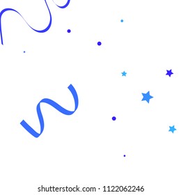 Blue ribbons confetti background. Fallen vector background. Blue geometric stars and ribbons explosion for invitation card. New year, christmas and birthday celebration template. Abstract background.