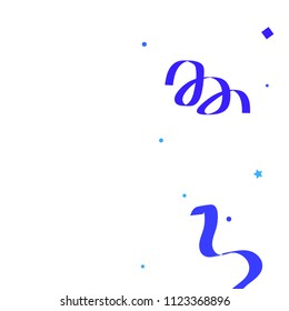 Blue ribbons confetti background. Fallen vector background. Blue geometric stars and ribbons explosion for invitation card. New year, christmas and birthday celebration template. Abstract background.