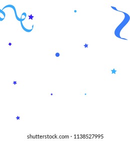 Blue ribbons confetti background. Fallen vector background. Blue geometric stars and ribbons explosion for invitation card. New year, christmas and birthday celebration template. Abstract background.