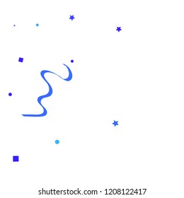 Blue ribbons confetti background. Fallen vector background. Blue geometric stars and ribbons explosion for invitation card. New year, christmas and birthday celebration template. Abstract background.