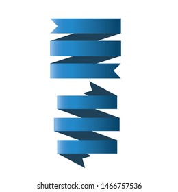 Blue ribbons with gradient. Collection set. Decoration and celebration vector.