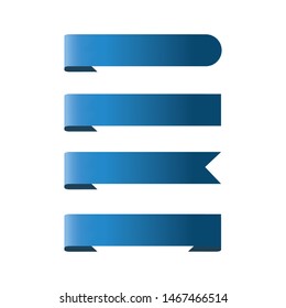 Blue ribbons with gradient. Collection set. Decoration and celebration vector.
