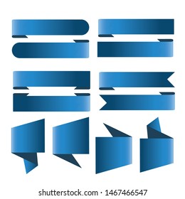 Blue ribbons with gradient. Collection set. Decoration and celebration vector.