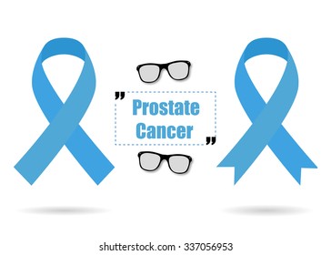 Blue ribbons illustration on the theme of prostate  cancer