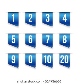 Blue ribbons with number set