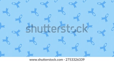 Blue ribbons Seamless pattern in flat style. Prostate Colorecta Colon cancer awareness month. Men's health month. Child Abuse Prevention Month. Vector illustration for web, print, info, background