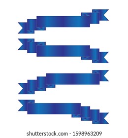 Blue Ribbons Set, Isolated On White Background, Vector Illustration