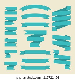 Blue ribbons set isolated on  background.Vector