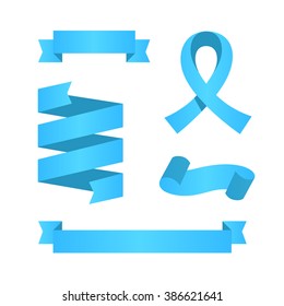 Blue ribbons set. Vector elements for design