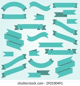 Blue Ribbons Set. Vector Illustration.