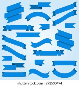 Blue Ribbons Set. Vector Illustration.