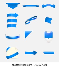 Blue ribbons set. Vector illustration