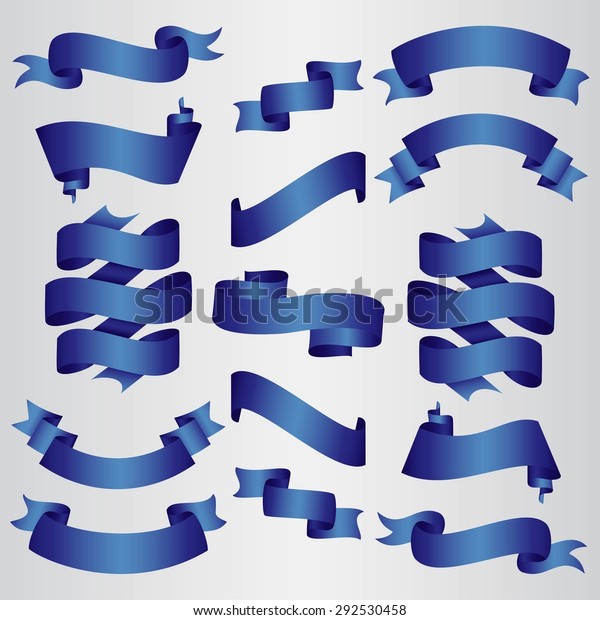 Blue Ribbons Set Vector Illustration Stock Vector (Royalty Free ...