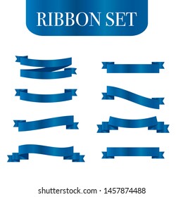 Blue ribbons set. Vector ribbon banners.
