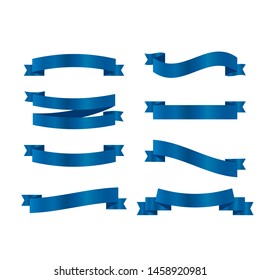 Blue ribbons set. Vector ribbon banners.
