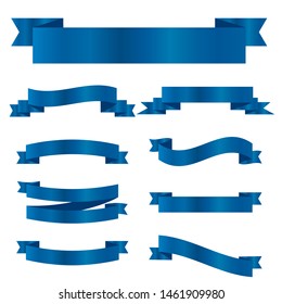 Blue ribbons set. Vector ribbon banners.
