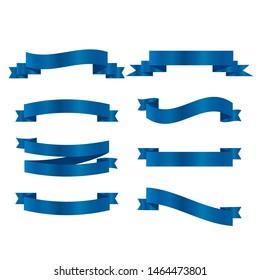 Blue ribbons set. Vector ribbon banners.
