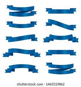 Blue ribbons set. Vector ribbon banners.
