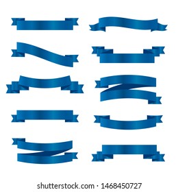 Blue ribbons set. Vector ribbon banners.