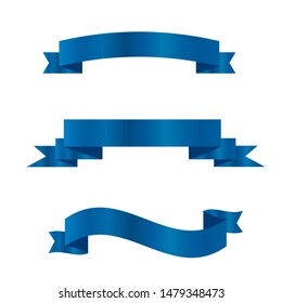 Blue ribbons set.Vector ribbon banners.